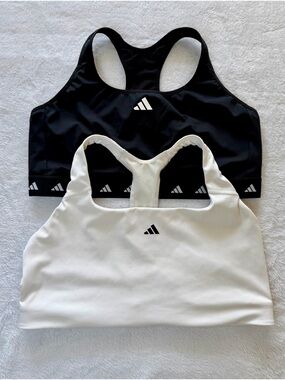XXL 2XL Adidas Medium Support Black & White Sports Bra Bundle AEROREADY Techfit